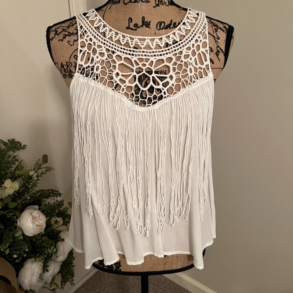 Maitai Boho Fringe Top Size Small